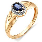 Женское золотое кольцо с бриллиантами и сапфиром, 1555848