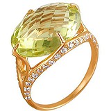 Женское золотое кольцо с куб. циркониями и кварцем, 1605000