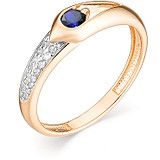 Женское золотое кольцо с бриллиантами и сапфиром, 1612424