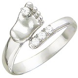 Серебряное кольцо для пальцев ног с куб. циркониями, 1626504