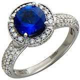Женское золотое кольцо с бриллиантами и сапфиром, 1629064