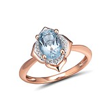 Женское золотое кольцо с бриллиантами и топазом, 1692552