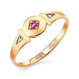 Женское золотое кольцо с бриллиантами и рубином, 1513865