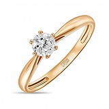 Золотое кольцо с кристаллом Swarovski, 1531785