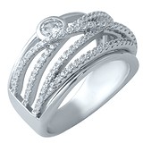 Женское серебряное кольцо с куб. циркониями, 1549705