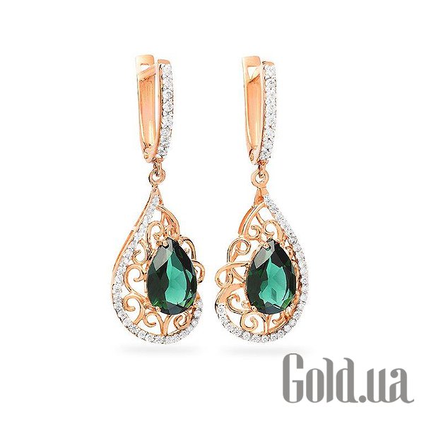 

Серьги с подвесками Украина, Золотые серьги с кварцами и куб. циркониями