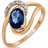 Женское золотое кольцо с бриллиантами и сапфиром, 1554057