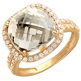 Женское золотое кольцо с куб. циркониями и празиолитом, 1605001