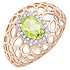 Женское золотое кольцо с хризолитом и куб. циркониями - фото 1