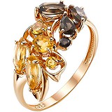 Женское золотое кольцо с цитринами и раухтопазами, 1621641