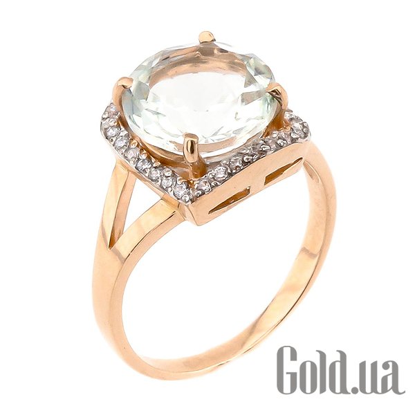 

Кольцо Украина, Женское золотое кольцо с кварцем и куб. циркониями, 19