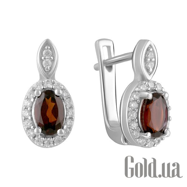 

Серьги Fresh Jewelry, Серебряные серьги с куб. циркониями и гранатами