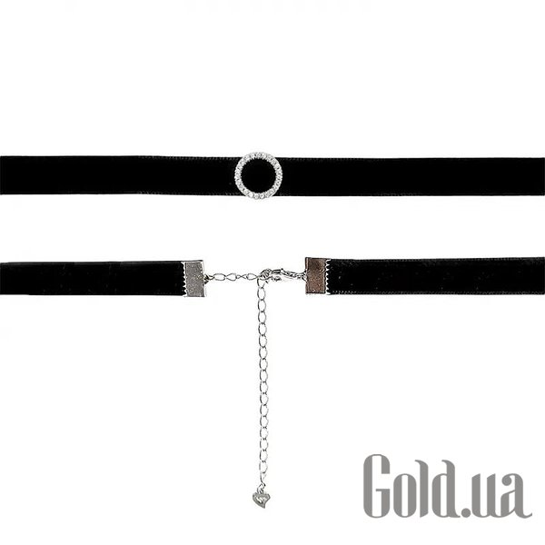 

Шнурок на шею Silvex925, Бархатный шнурок с серебряными вставками и куб. циркониями, 30