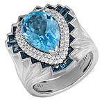 Versace Женское золотое кольцо с бриллиантами и топазами, 076681
