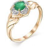 Женское золотое кольцо с бриллиантами и агатом, 1605514