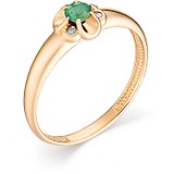 Женское золотое кольцо с бриллиантами и изумрудом, 1612426