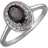 Женское серебряное кольцо с куб. циркониями и раухтопазом, 1617034
