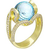 Женское золотое кольцо с топазом и бриллиантами, 1619082