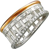 Женское серебряное кольцо с куб. циркониями в позолоте, 1619594