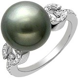 Женское золотое кольцо с бриллиантами и культив. жемчугом, 1640586