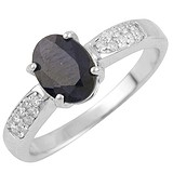 Женское серебряное кольцо с сапфиром и куб. циркониями, 1650826