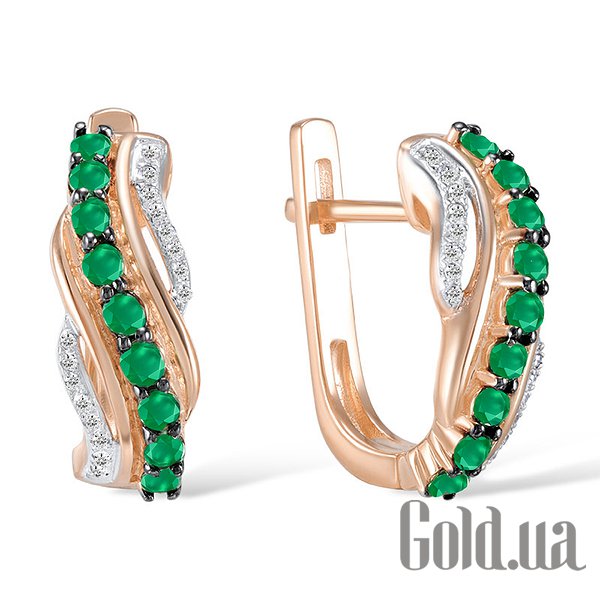 

Серьги Lurie Jewelry, Золотые серьги с бриллиантами и изумрудами