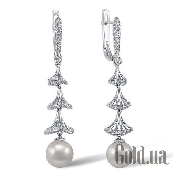 

Серьги с подвесками Lurie Jewelry, Серебряные серьги с куб. циркониями и жемчугом