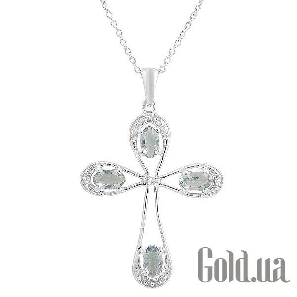 

Кулон-крестик Fresh Jewelry, Серебряный кулон с цепочкой с куб. циркониями и топазами