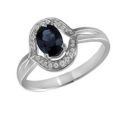 Женское золотое кольцо с бриллиантами и сапфиром, 827018