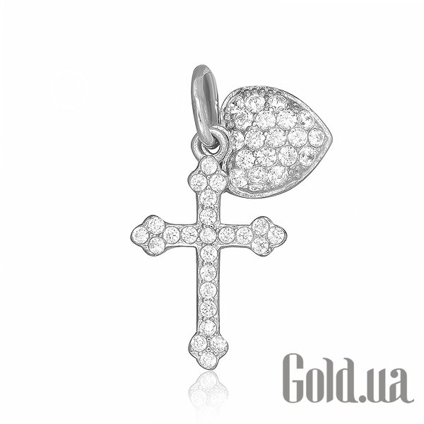 

Кулон-крестик Silvex925, Серебряный кулон с куб. циркониями