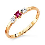 Женское золотое кольцо с бриллиантами и рубином, 1513867