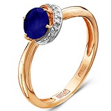 Женское золотое кольцо с бриллиантами и сапфиром, 1554315