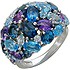 Женское серебряное кольцо с аметистами и топазами - фото 1