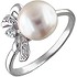 Жіноча срібна каблучка з культів. перлами і куб. цирконіями - фото 1