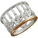 Женское серебряное кольцо с куб. циркониями в позолоте, 1619595