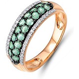 Женское золотое кольцо с бриллиантами и изумрудами, 1624715