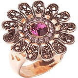 Женское серебряное кольцо с куб. циркониями в позолоте, 1655947