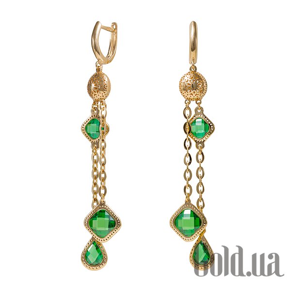 

Серьги с подвесками Ivon jeweler, Золотые серьги с куб. циркониями