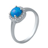 Женское серебряное кольцо с опалом и куб. циркониями, 1721995