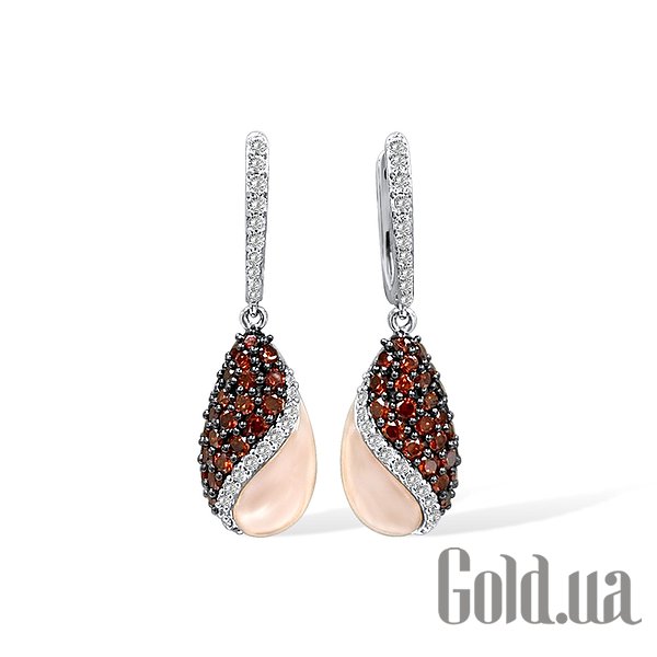 

Серьги с подвесками Lurie Jewelry, Серебряные серьги с куб. циркониями и перламутром
