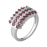 Женское серебряное кольцо с куб. циркониями и рубинами, 1750411