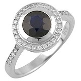 Женское серебряное кольцо с куб. циркониями и сапфиром, 1256844