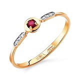 Женское золотое кольцо с бриллиантами и рубином, 1513868