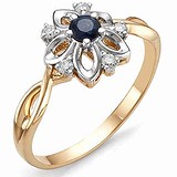 Женское золотое кольцо с бриллиантами и сапфиром, 1554572
