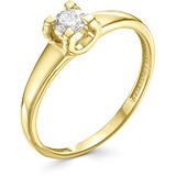 Золотое кольцо с бриллиантом, 1612428