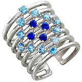 Женское серебряное кольцо с синт. сапфирами и синт. шпинелями, 1616780