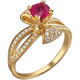 Женское золотое кольцо с рубином и бриллиантами, 1619084