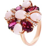 Женское золотое кольцо с бриллиантами, опалами и родолитами, 1654924