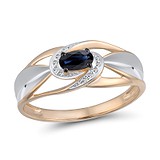 Женское золотое кольцо с бриллиантами и сапфиром
