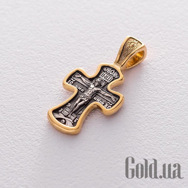 

Кулон-крестик Украина, Серебряный кулон "Распятие Христово. Молитва "Да воскреснет Бог" в позолоте